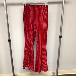 Free people red velvet bell bottom pants size S